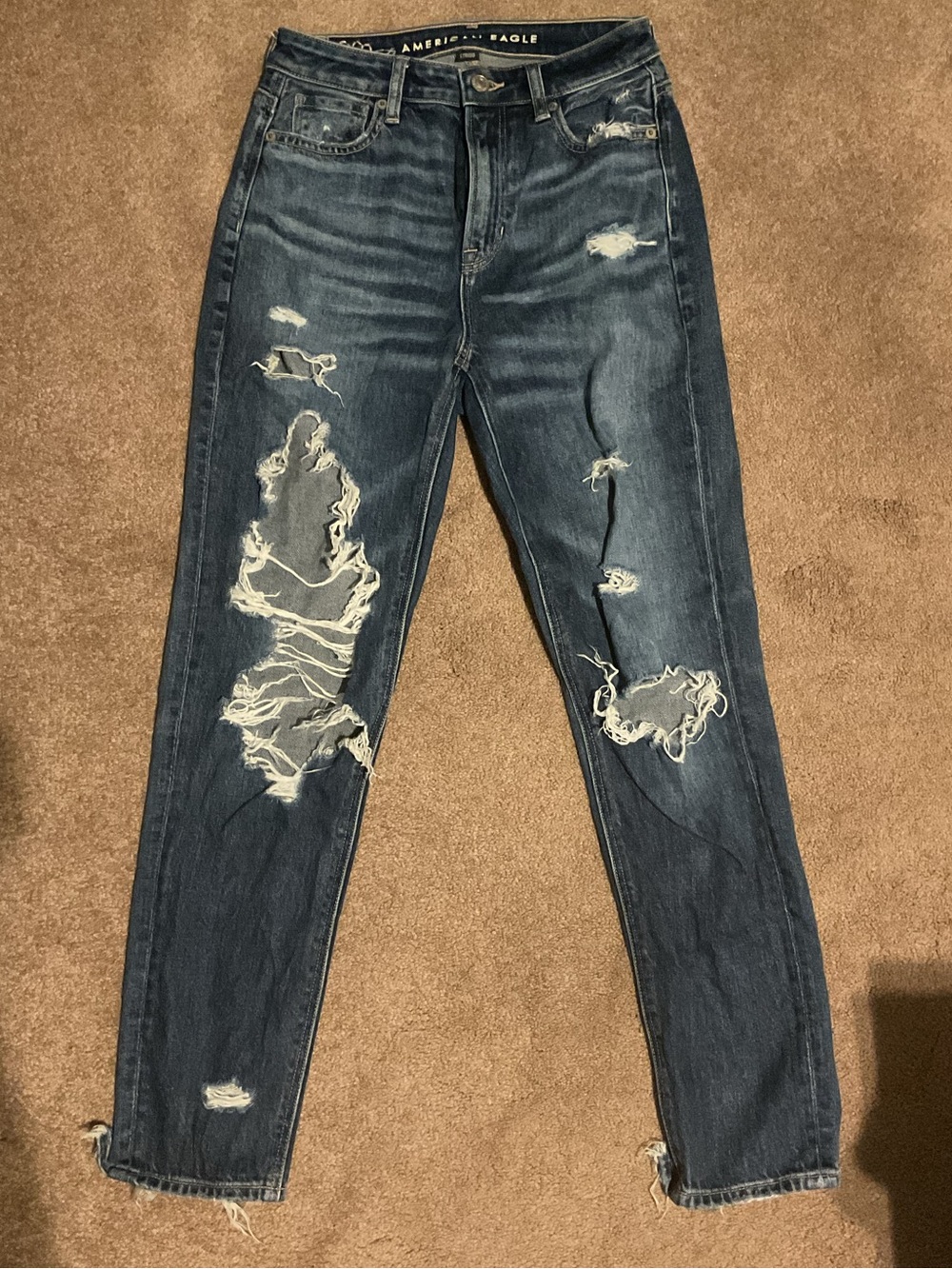 American Eagle Outfitters Dark Wash Ripped Mom Skinny Jeans